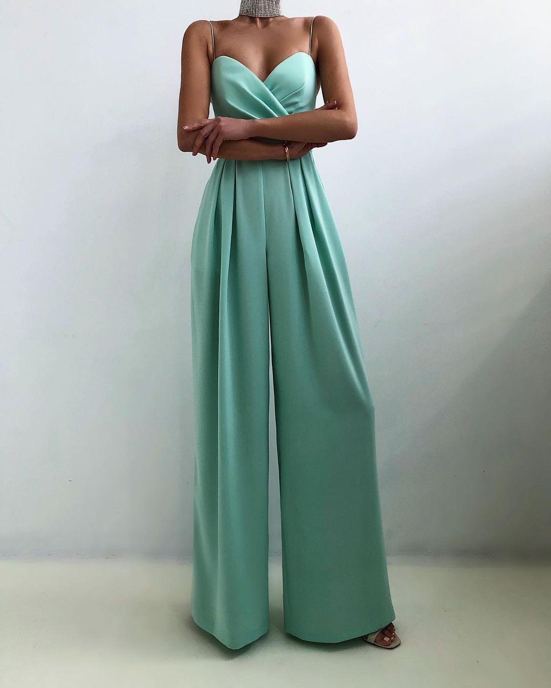 Jumpsuit Damen | Eleganter Sweetheart-Ausschnitt & Weites Palazzo-Bein