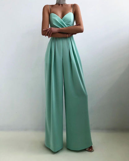Jumpsuit Damen | Eleganter Sweetheart-Ausschnitt & Weites Palazzo-Bein