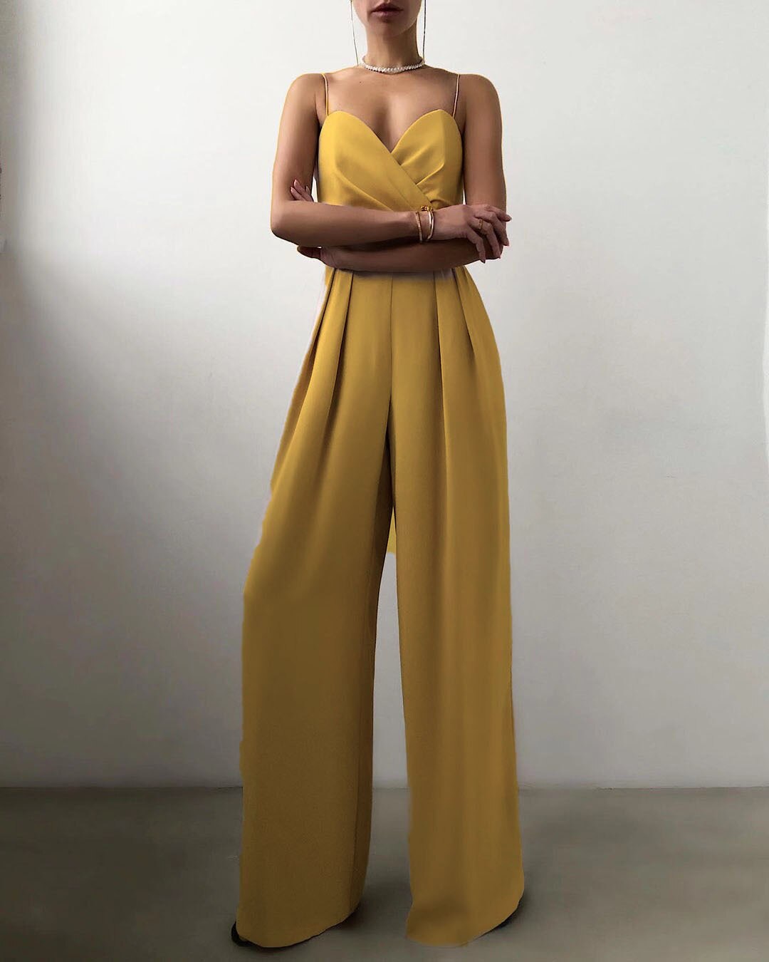 Jumpsuit Damen | Eleganter Sweetheart-Ausschnitt & Weites Palazzo-Bein
