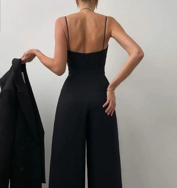Jumpsuit Damen | Eleganter Sweetheart-Ausschnitt & Weites Palazzo-Bein