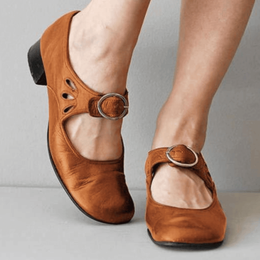Sandalen Damen | Vintage Mary-Jane-Design & Eleganter Blockabsatz