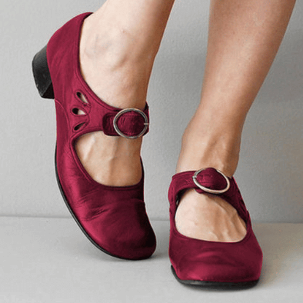 Sandalen Damen | Vintage Mary-Jane-Design & Eleganter Blockabsatz