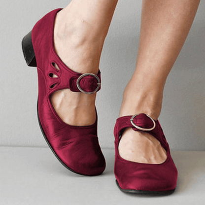 Sandalen Damen | Vintage Mary-Jane-Design & Eleganter Blockabsatz
