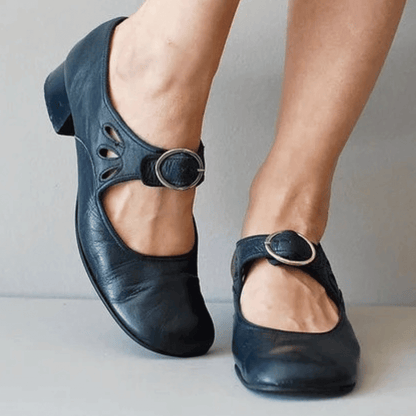 Sandalen Damen | Vintage Mary-Jane-Design & Eleganter Blockabsatz