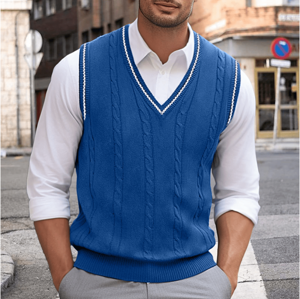 Drune | Ärmelloser Pullover Mit V-Ausschnitt Herren Sweatshirt 2