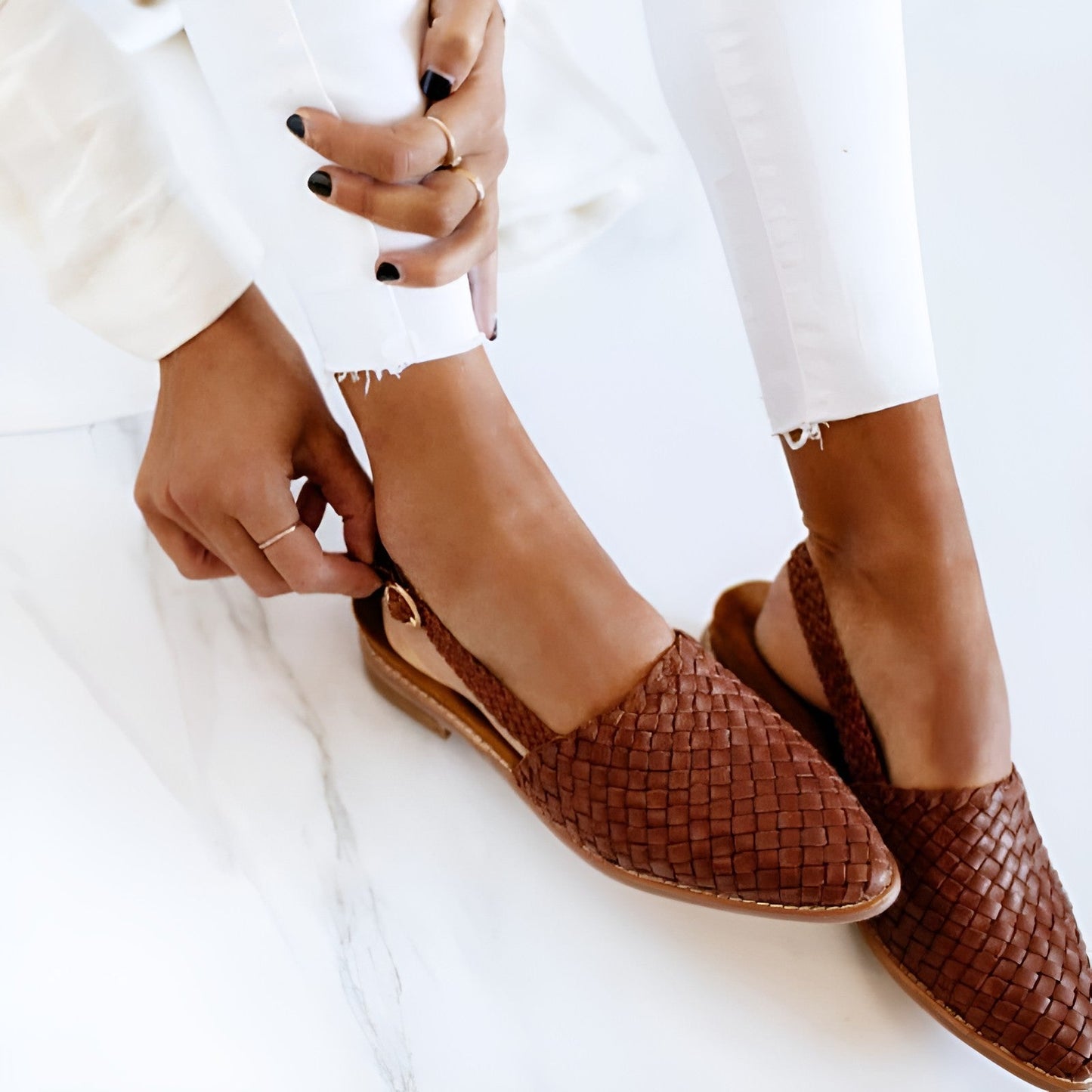 Sandalen Damen | Geflochten & Bequemer Slingback-Schnitt