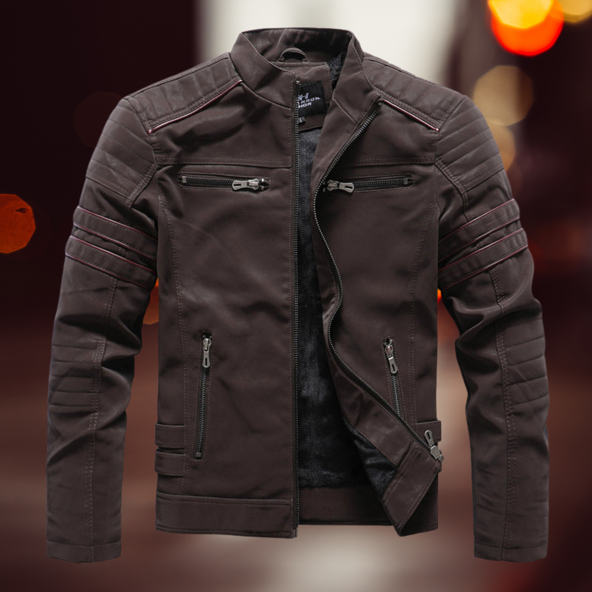 Echte Lederjacke für Herren – Bikerstil mit Langen Ärmeln