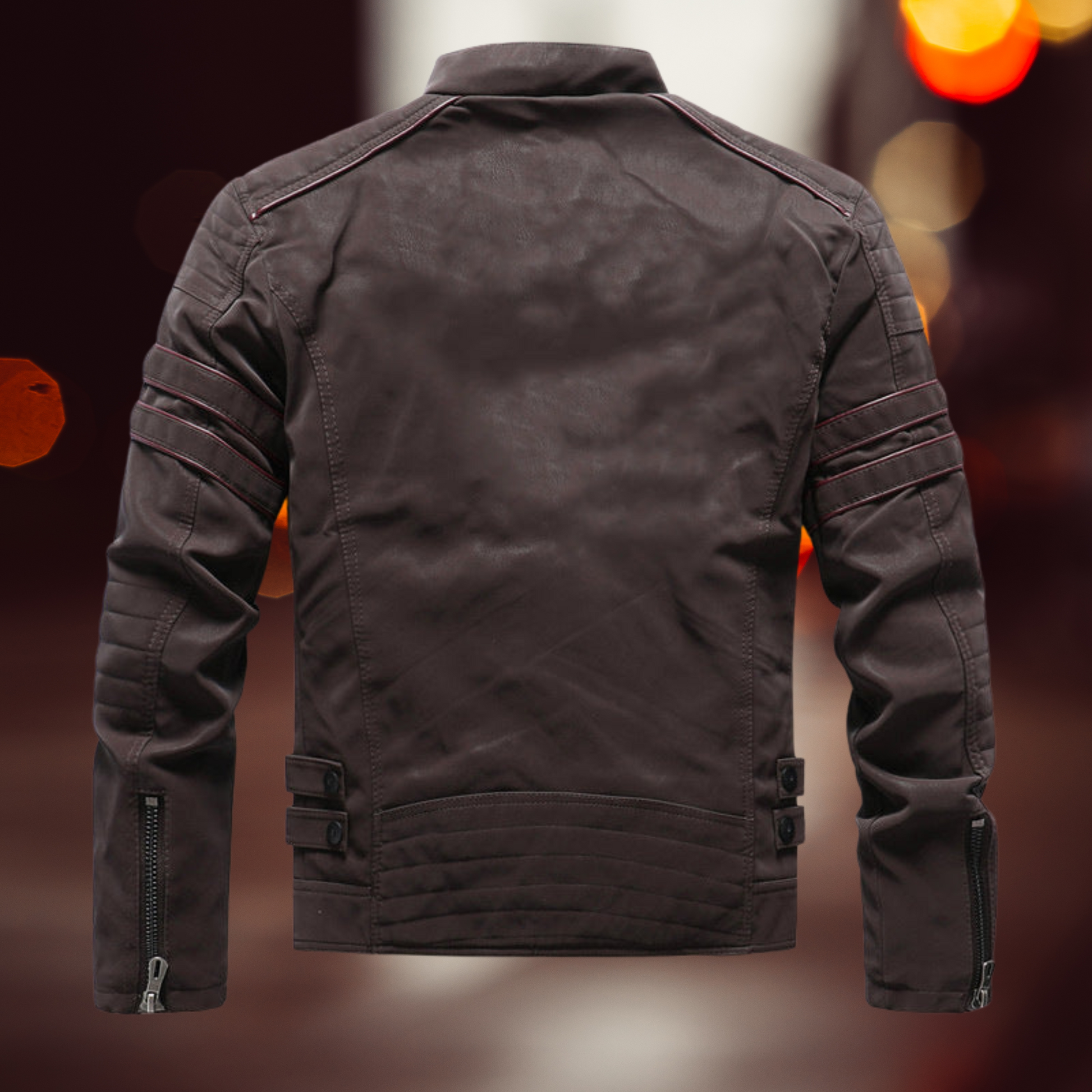 Echte Lederjacke für Herren – Bikerstil mit Langen Ärmeln