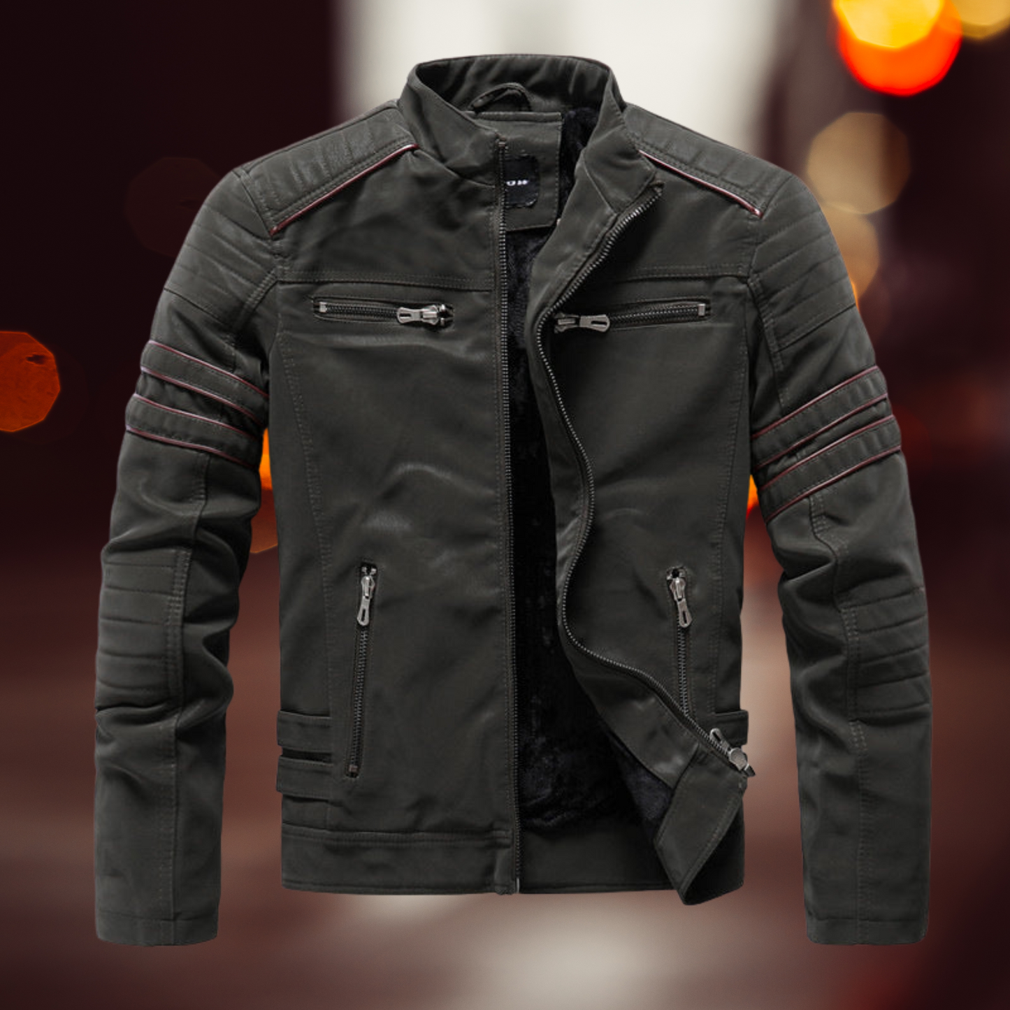 Echte Lederjacke für Herren – Bikerstil mit Langen Ärmeln