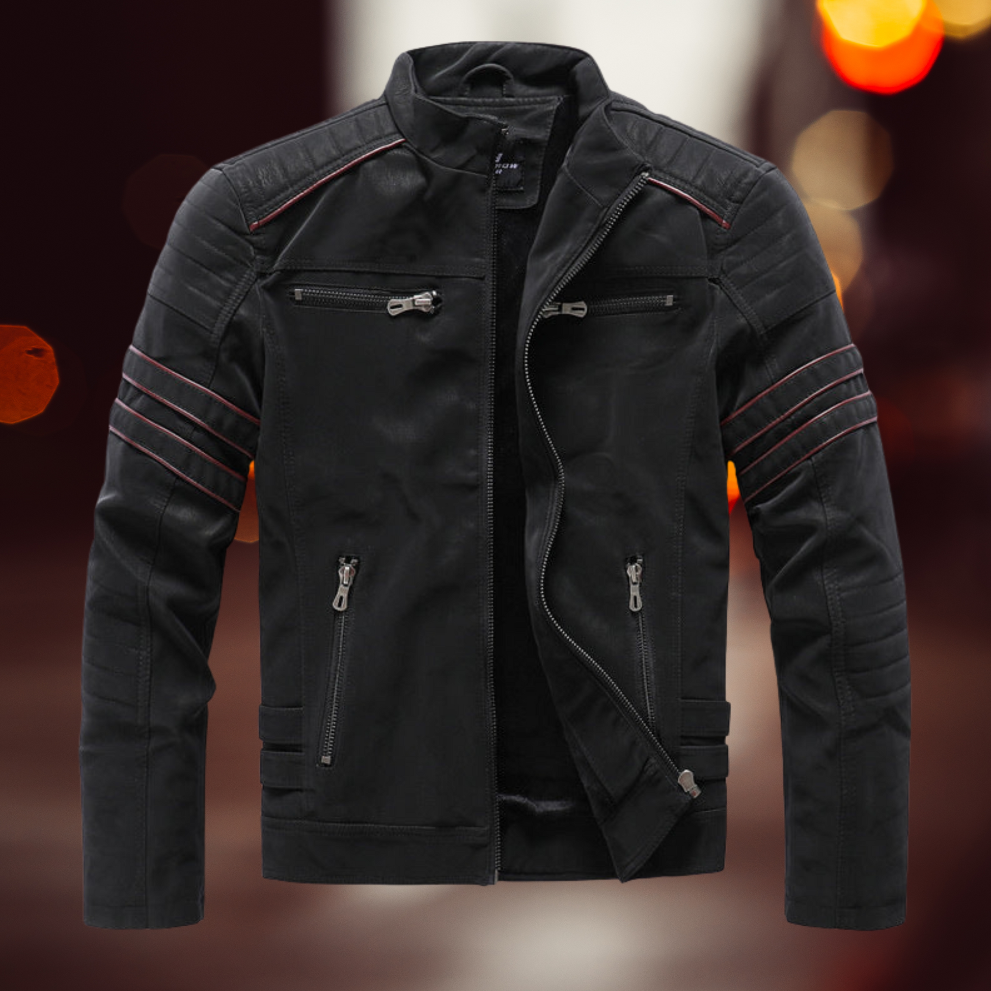 Echte Lederjacke für Herren – Bikerstil mit Langen Ärmeln