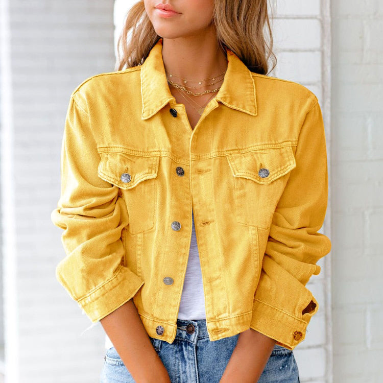 Einfarbige Denimjacke für Damen 3