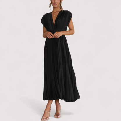 Plissiertes Kleid Damen | Tiefer V-Ausschnitt & Festliche Eleganz