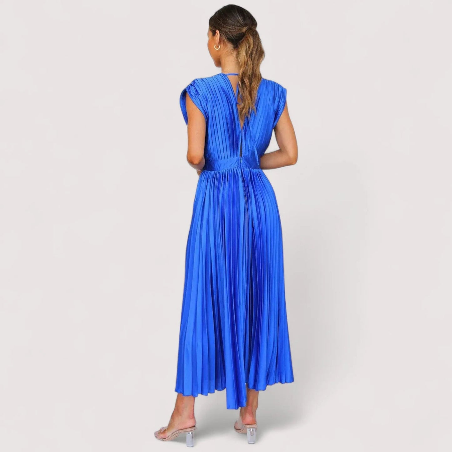 Plissiertes Kleid Damen | Tiefer V-Ausschnitt & Festliche Eleganz