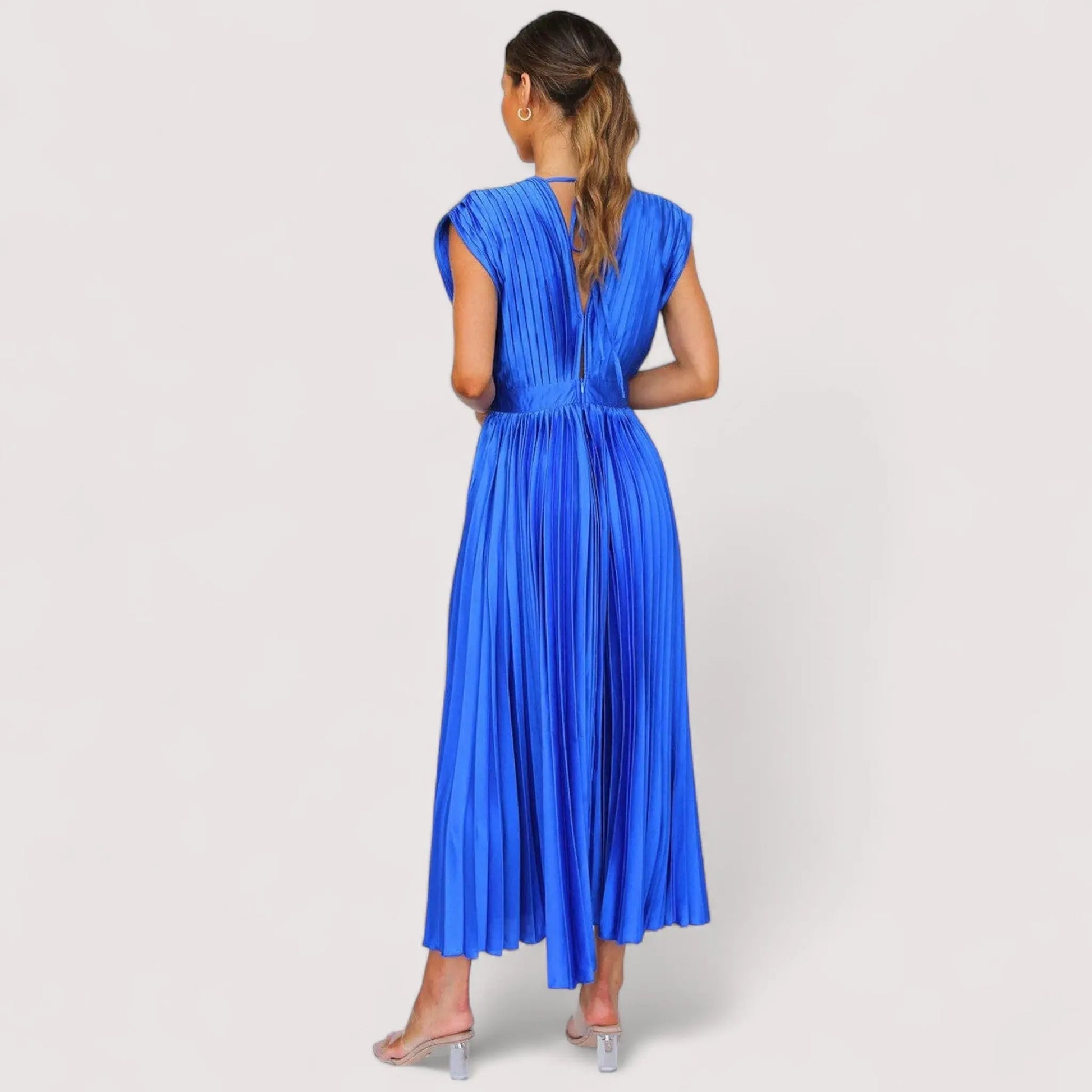 Plissiertes Kleid Damen | Tiefer V-Ausschnitt & Festliche Eleganz