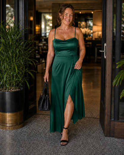 Maxi Kleid Damen | Elegantes Trägerkleid mit Schlitz