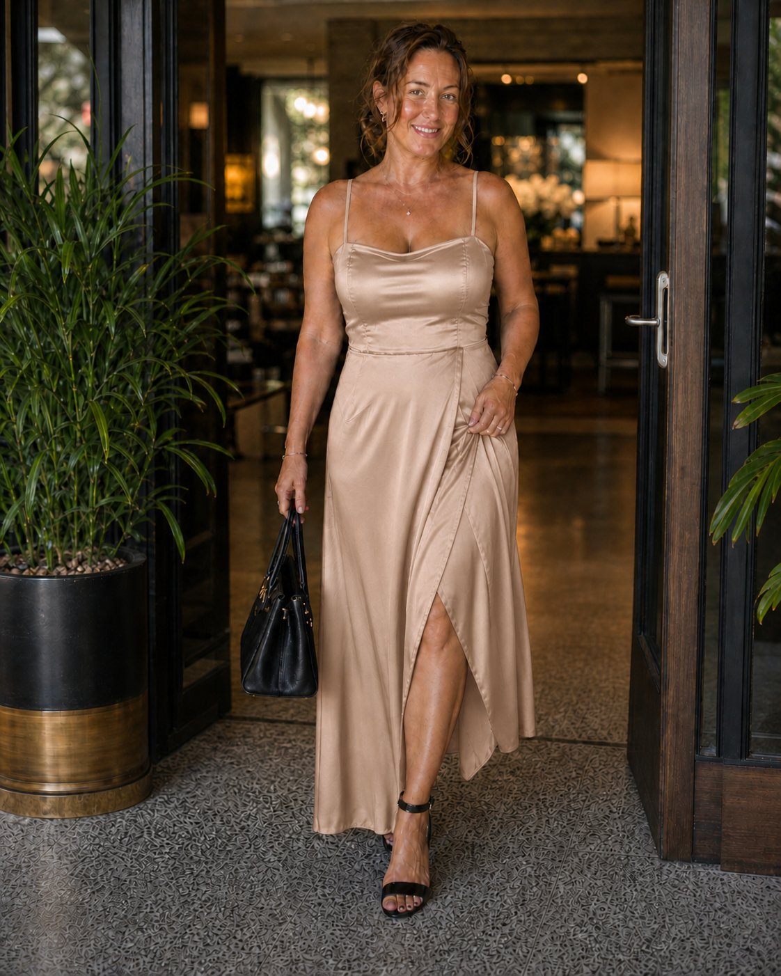 Maxi Kleid Damen | Elegantes Trägerkleid mit Schlitz