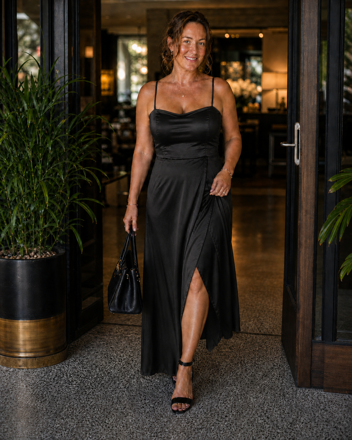 Maxi Kleid Damen | Elegantes Trägerkleid mit Schlitz
