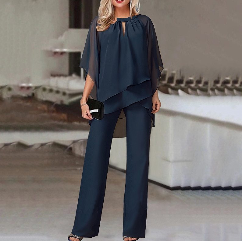 Jumpsuit Damen | Eleganter Chiffon-Zweiteiler & Fließendes Lagen-Design