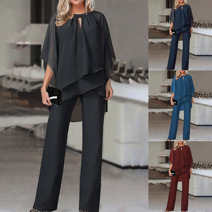 Jumpsuit Damen | Eleganter Chiffon-Zweiteiler & Fließendes Lagen-Design