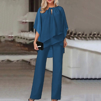 Jumpsuit Damen | Eleganter Chiffon-Zweiteiler & Fließendes Lagen-Design