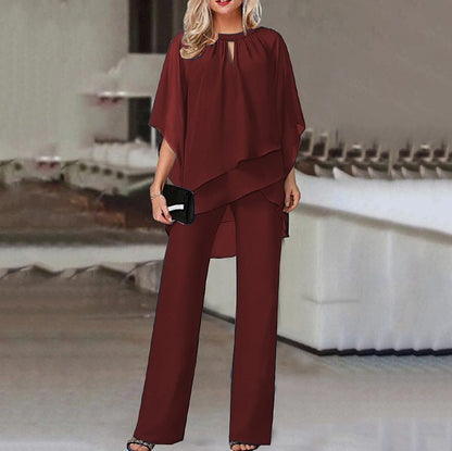 Jumpsuit Damen | Eleganter Chiffon-Zweiteiler & Fließendes Lagen-Design