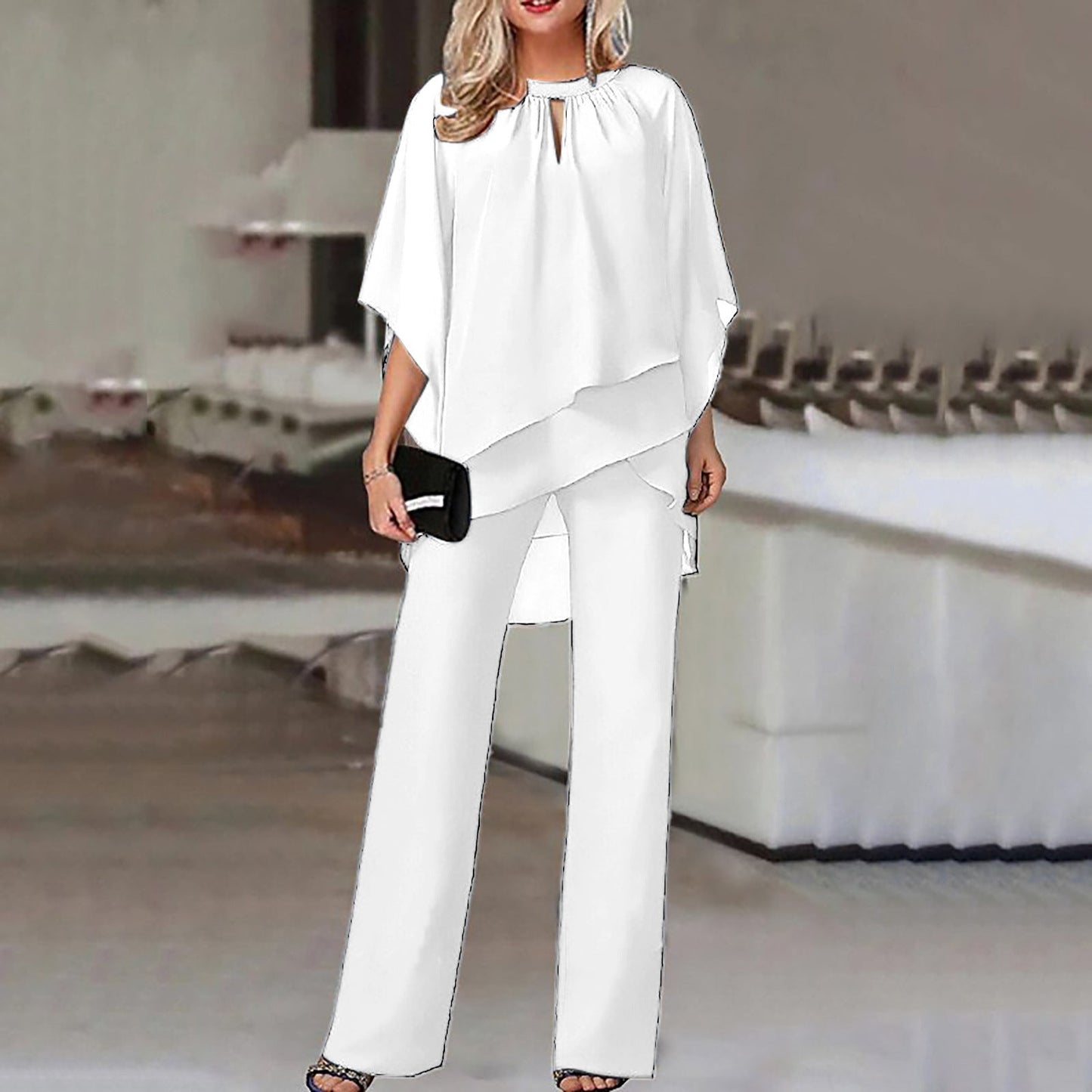 Jumpsuit Damen | Eleganter Chiffon-Zweiteiler & Fließendes Lagen-Design