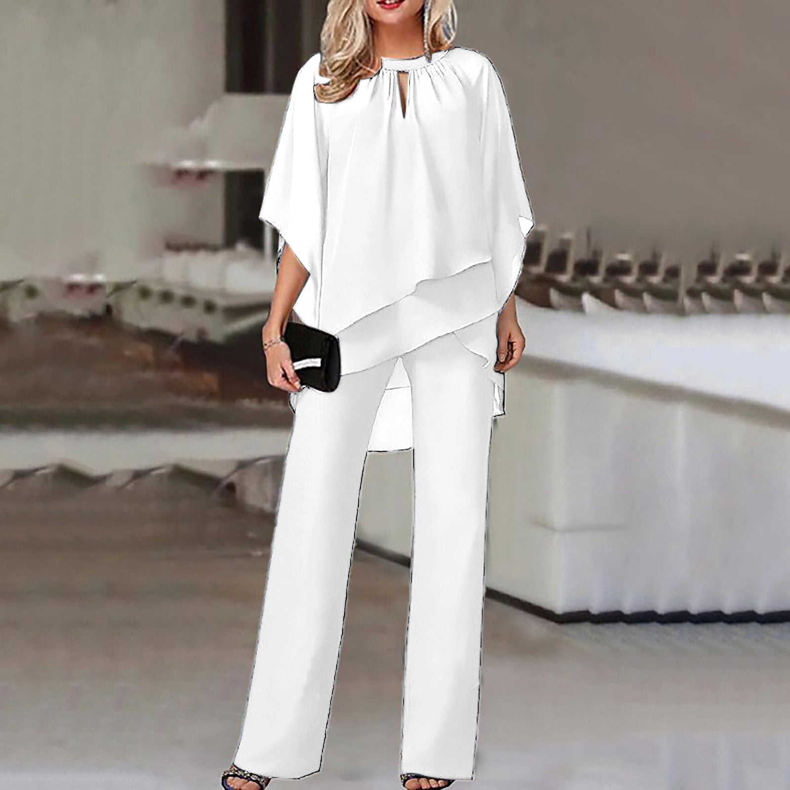 Jumpsuit Damen | Eleganter Chiffon-Zweiteiler & Fließendes Lagen-Design