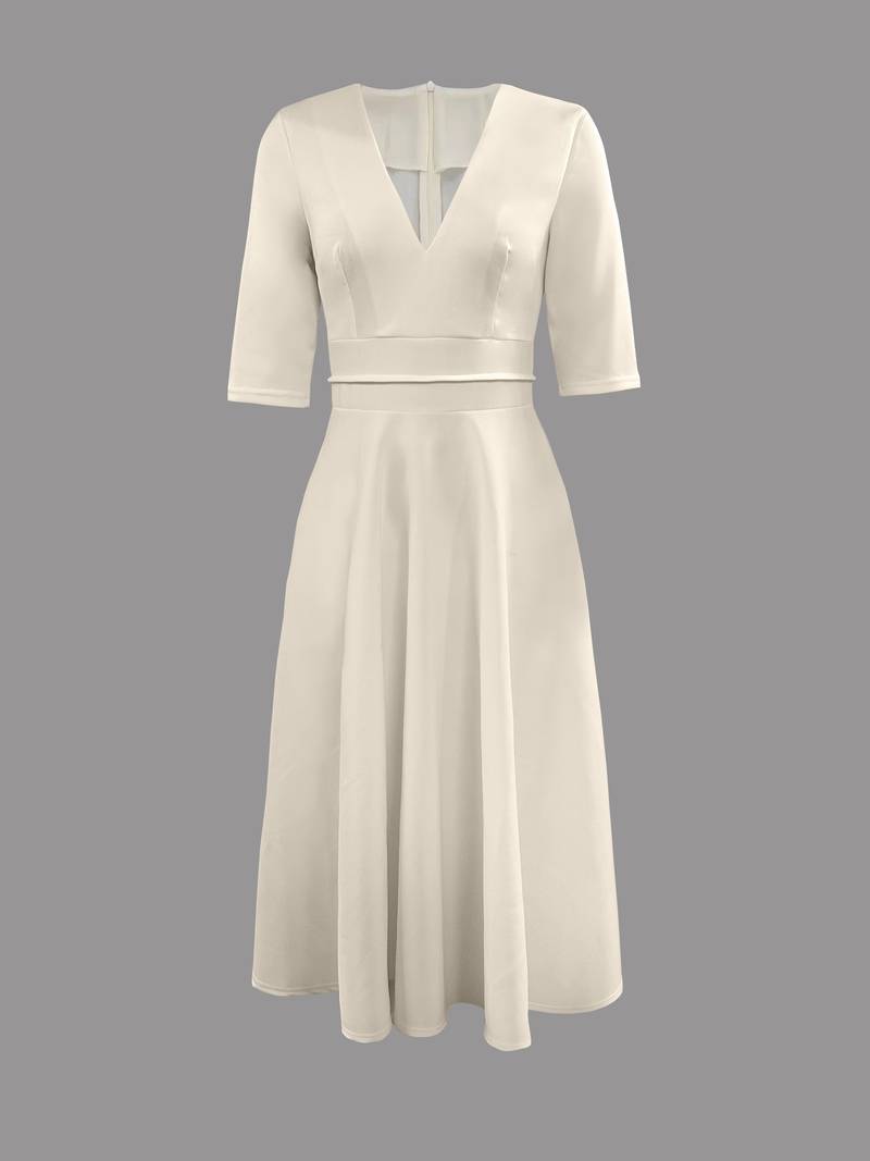 Midikleid Damen | Tiefer V-Ausschnitt & A-Linie