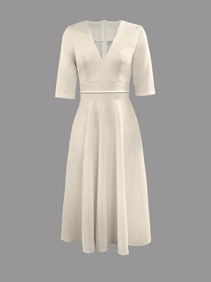 Midikleid Damen | Tiefer V-Ausschnitt & A-Linie