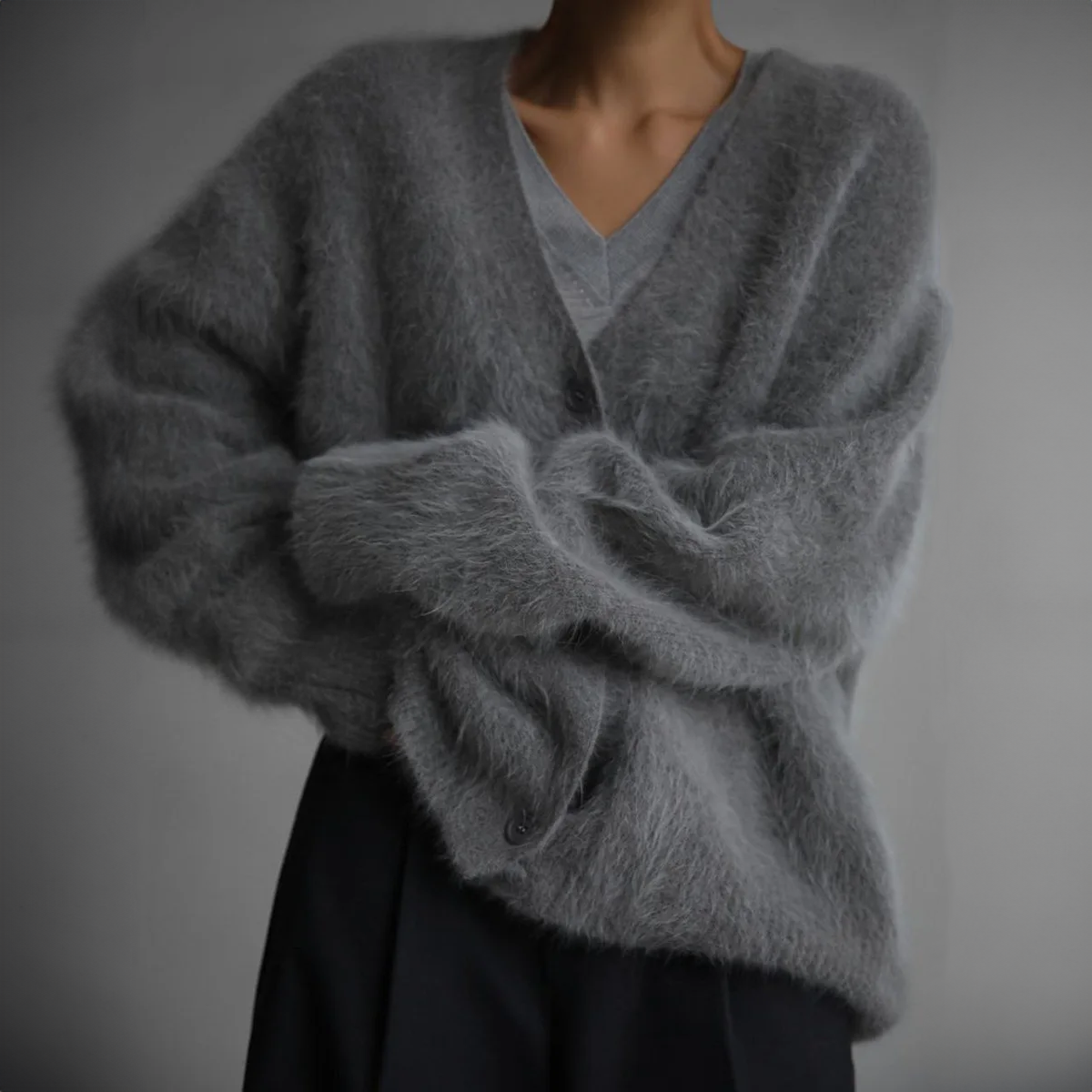 Elena - Damen kaschmir Strickjacke mit V-Ausschnitt 3