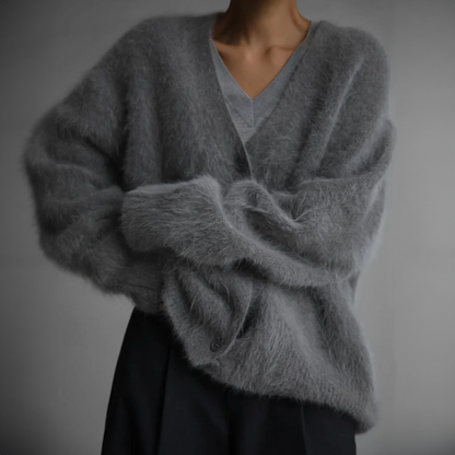 Elena - Damen kaschmir Strickjacke mit V-Ausschnitt 3