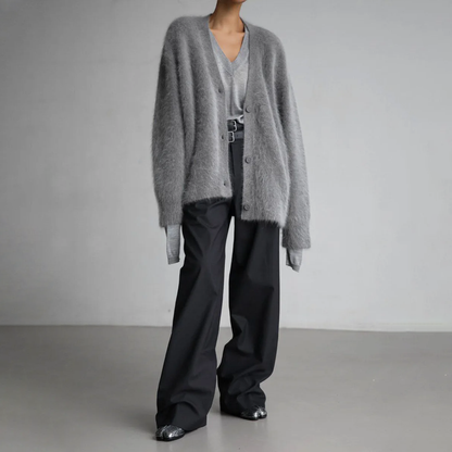 Elena - Damen kaschmir Strickjacke mit V-Ausschnitt 4