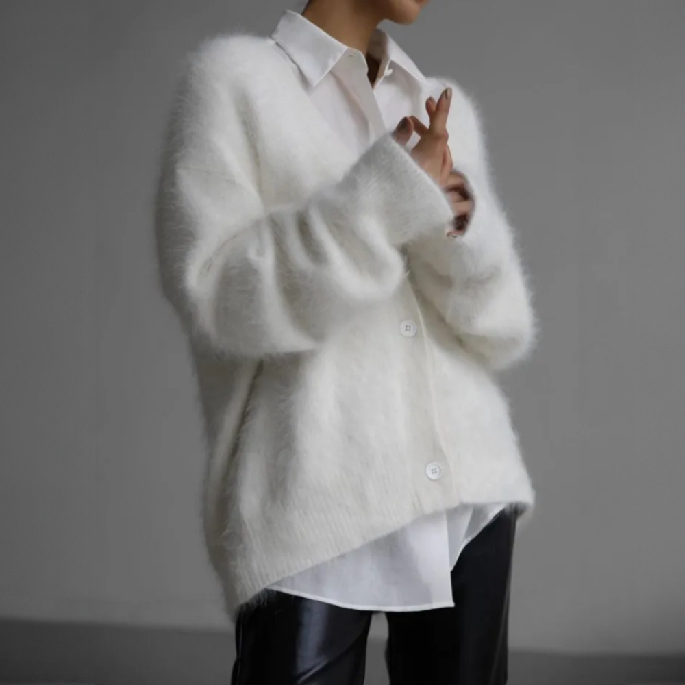 Elena - Damen kaschmir Strickjacke mit V-Ausschnitt 5
