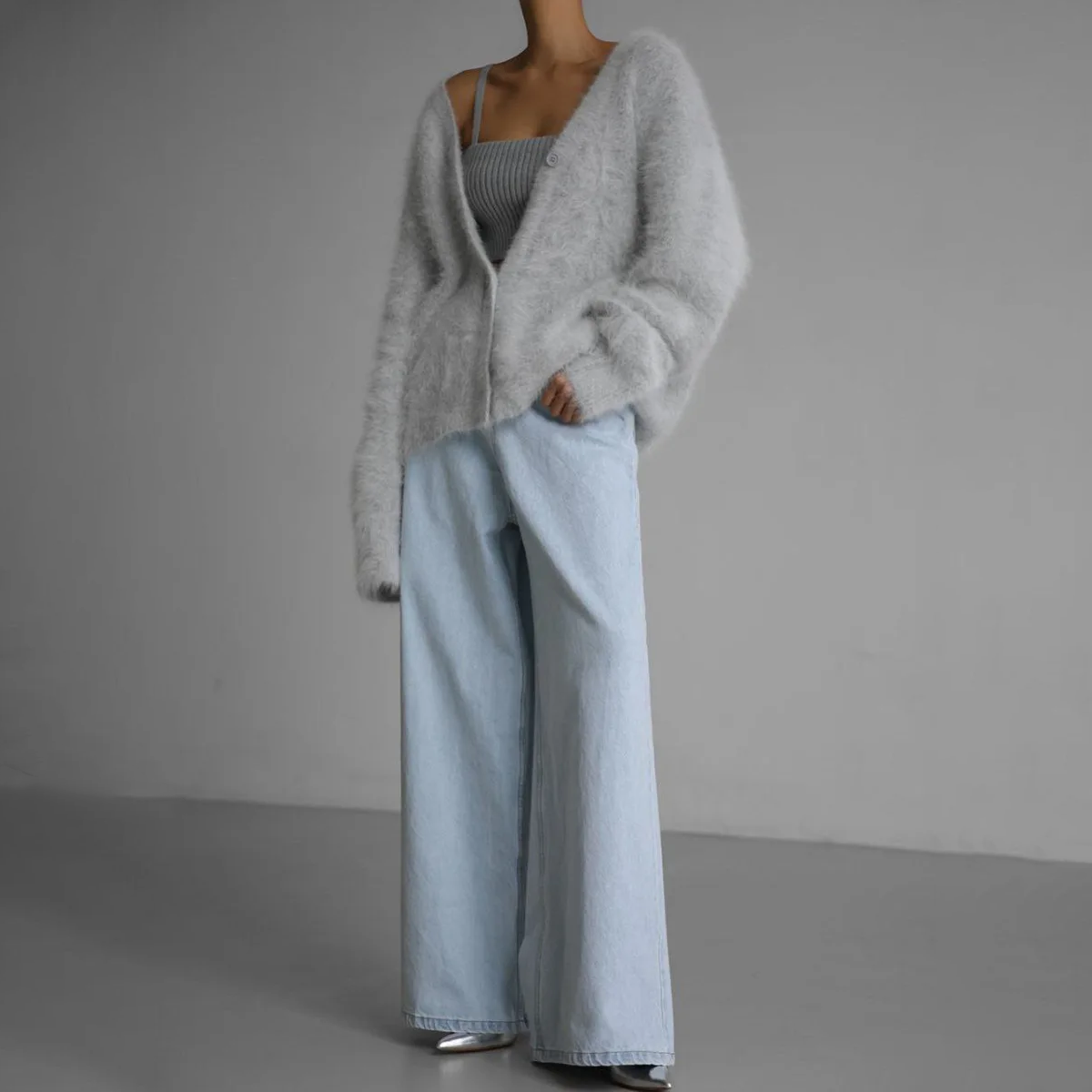 Elena - Damen kaschmir Strickjacke mit V-Ausschnitt 6