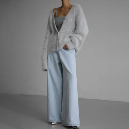 Elena - Damen kaschmir Strickjacke mit V-Ausschnitt 6