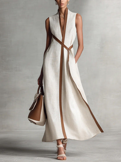 Maxikleid Damen | Elegantes Kontrastdesign für Business & Anlässe