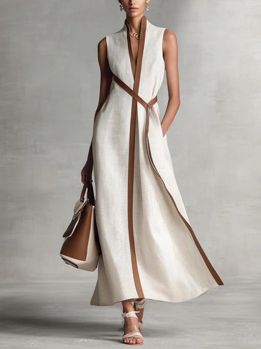 Maxikleid Damen | Elegantes Kontrastdesign für Business & Anlässe