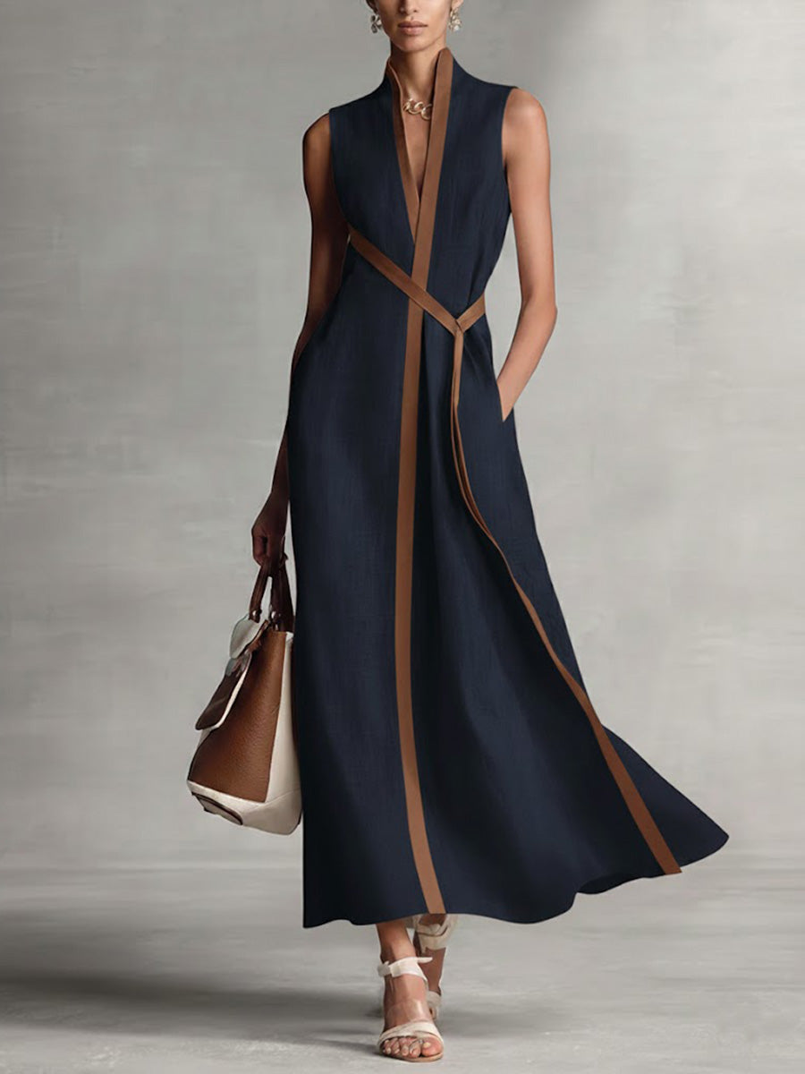 Maxikleid Damen | Elegantes Kontrastdesign für Business & Anlässe