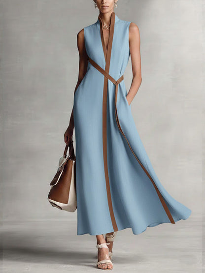 Maxikleid Damen | Elegantes Kontrastdesign für Business & Anlässe