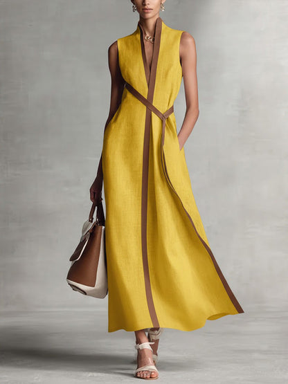 Maxikleid Damen | Elegantes Kontrastdesign für Business & Anlässe
