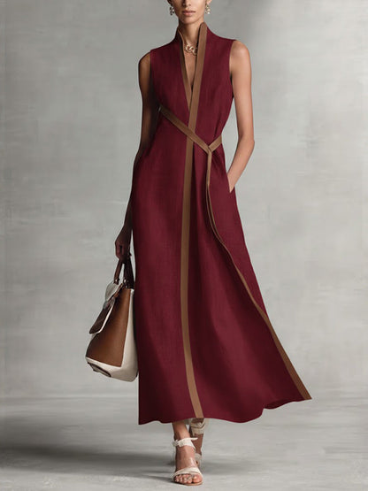 Maxikleid Damen | Elegantes Kontrastdesign für Business & Anlässe