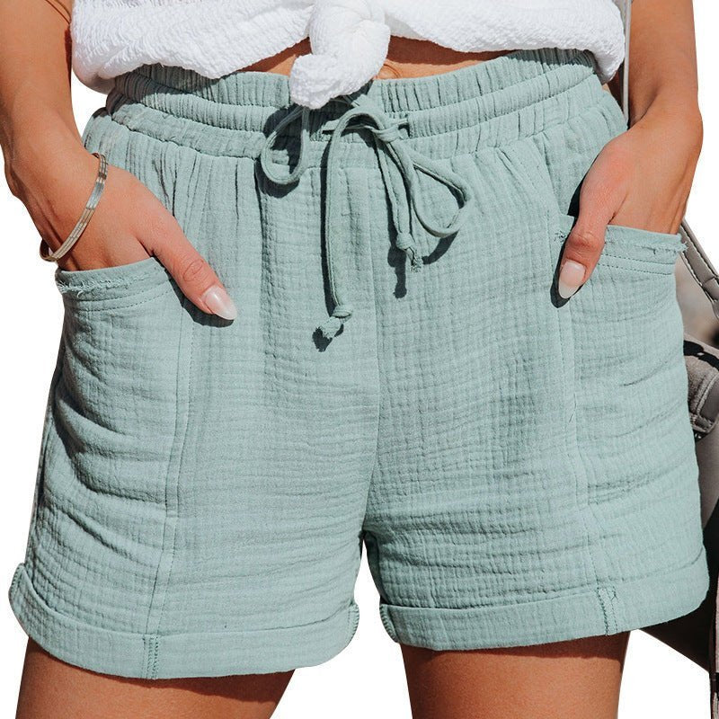 Elisabeth | Damen Leinen-Shorts Entspannt Kordelzug Seitentaschen 8