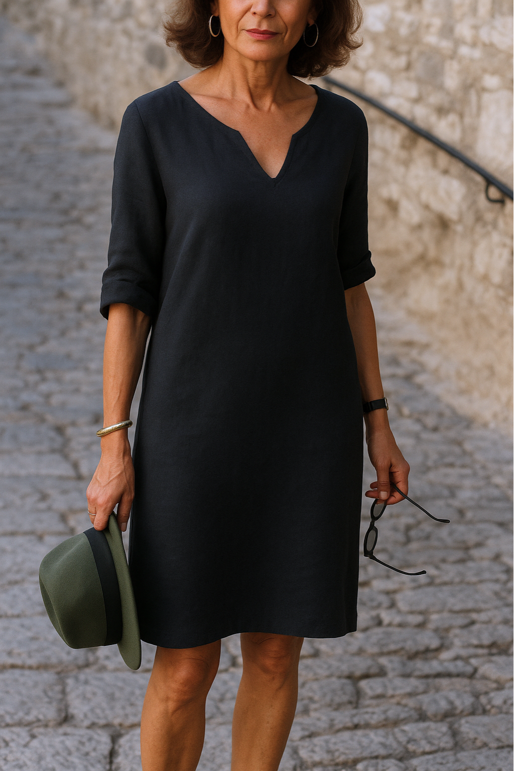 Midi Kleid Damen | V-Ausschnitt & Klassischer Schnitt
