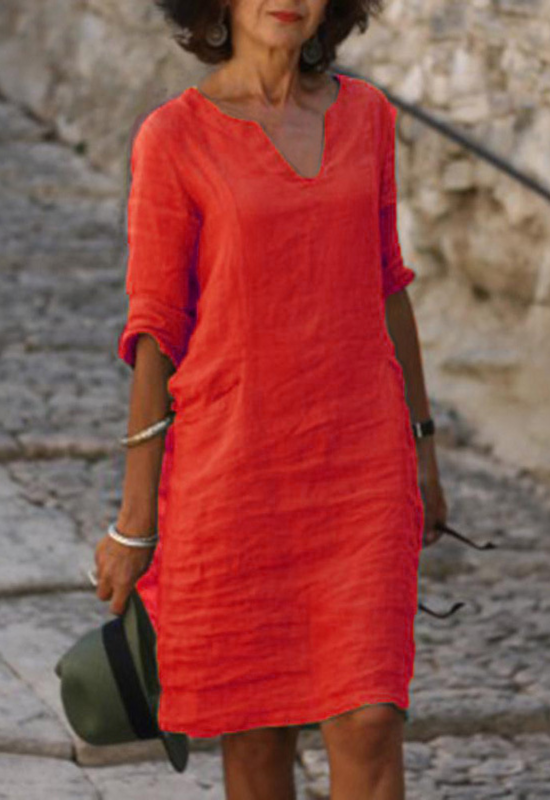 Midi Kleid Damen | V-Ausschnitt & Klassischer Schnitt