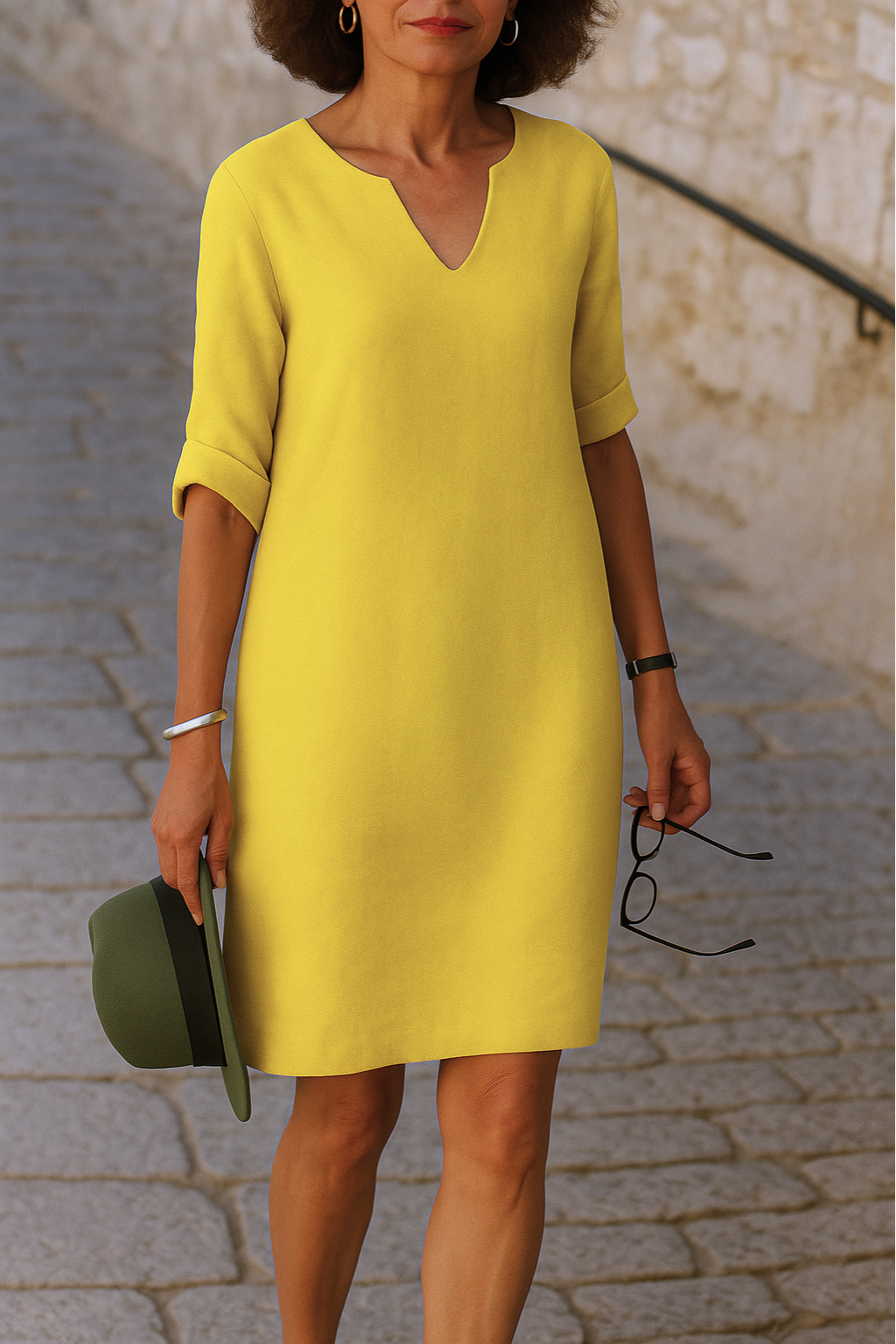 Midi Kleid Damen | V-Ausschnitt & Klassischer Schnitt