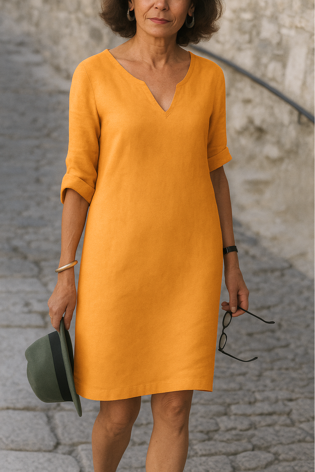 Midi Kleid Damen | V-Ausschnitt & Klassischer Schnitt