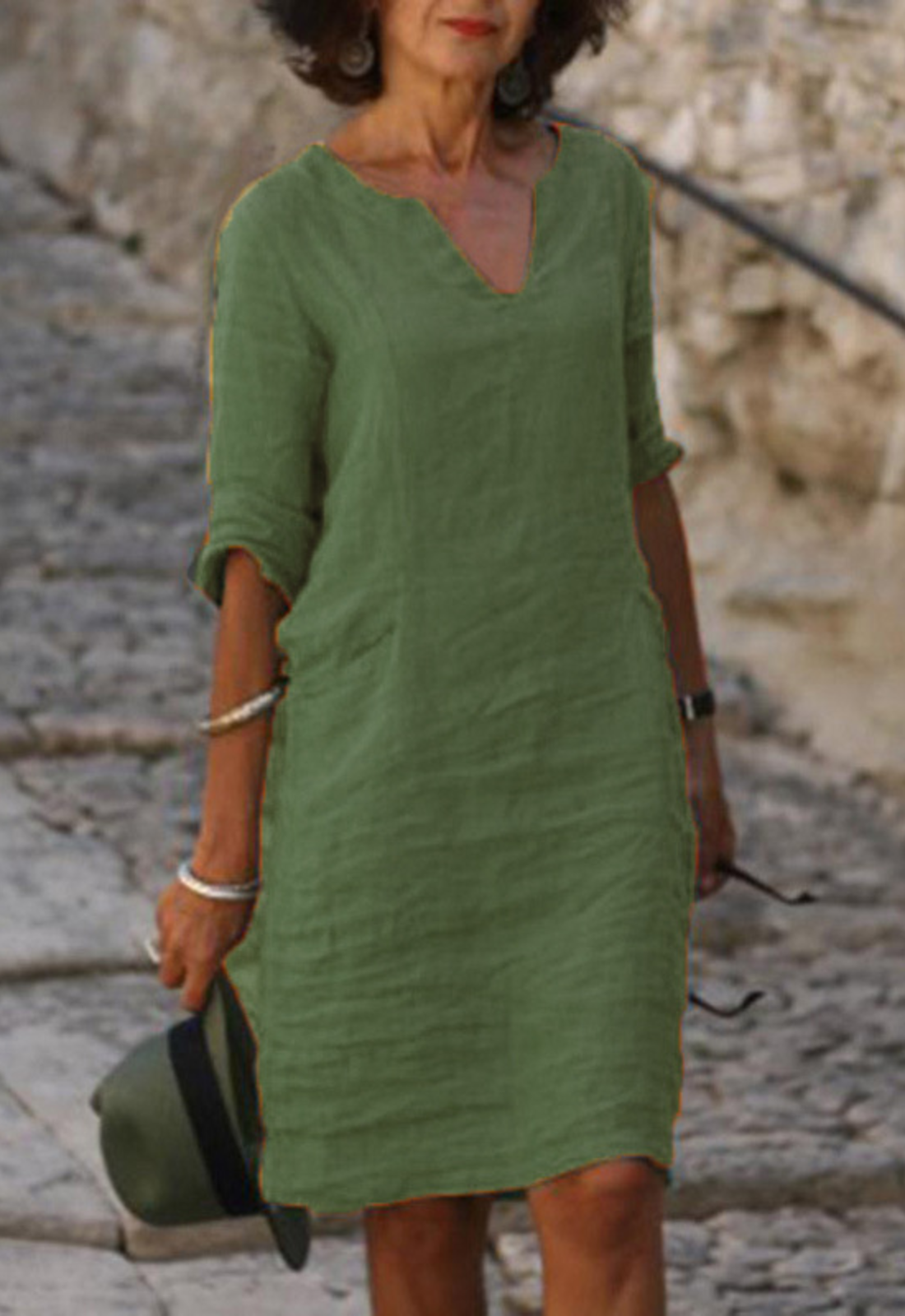 Midi Kleid Damen | V-Ausschnitt & Klassischer Schnitt