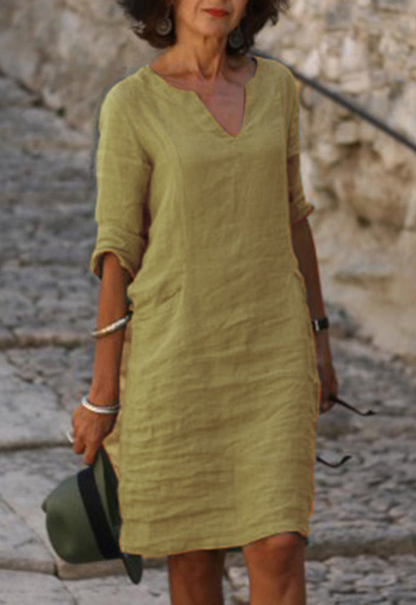 Midi Kleid Damen | V-Ausschnitt & Klassischer Schnitt