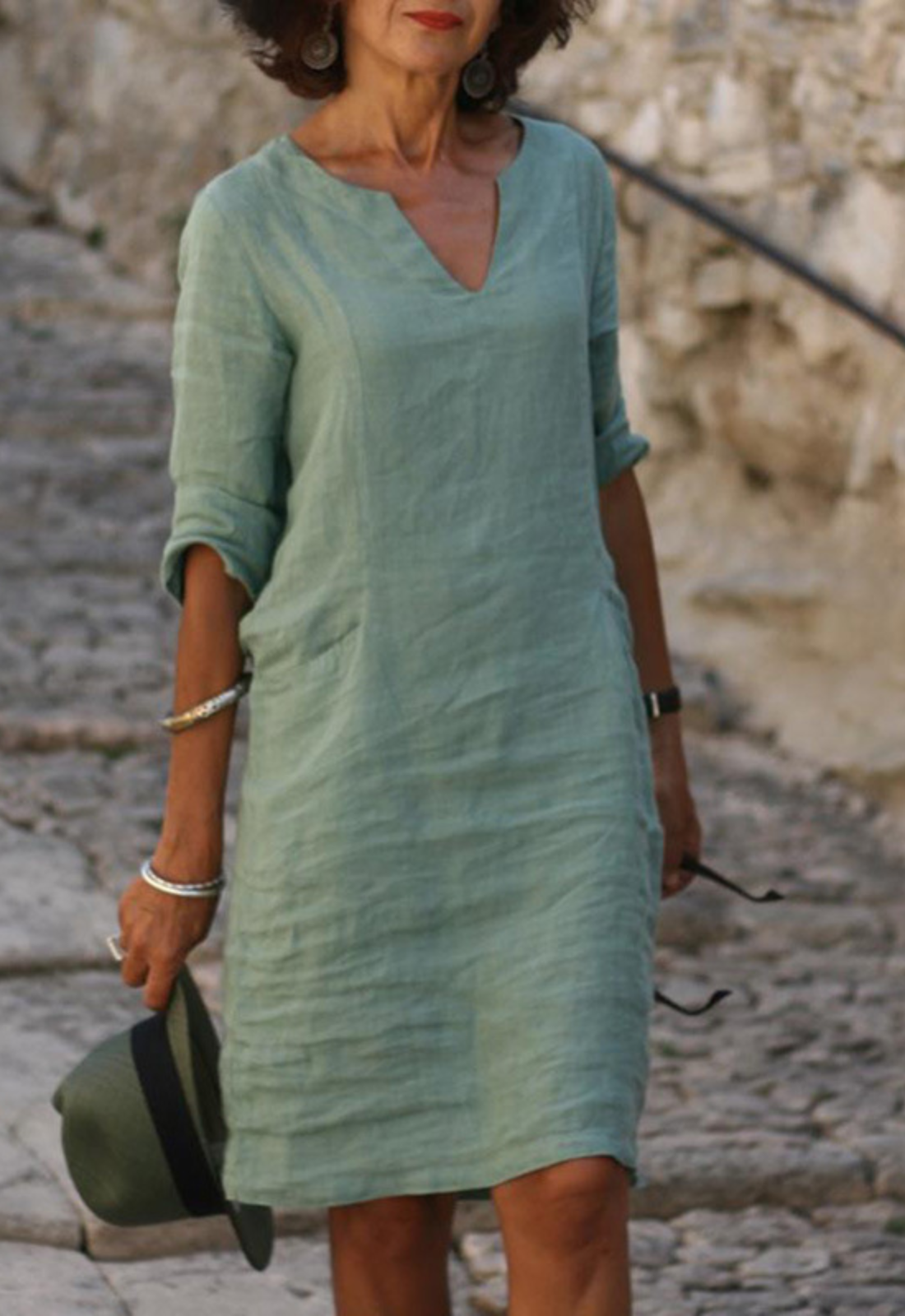 Midi Kleid Damen | V-Ausschnitt & Klassischer Schnitt
