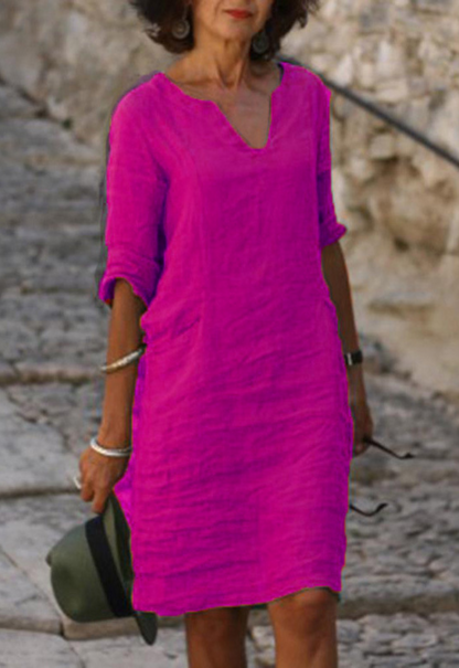Midi Kleid Damen | V-Ausschnitt & Klassischer Schnitt